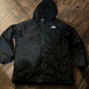 Reversable Fleece Lined North Face Womens Black Puffer Jacket, large